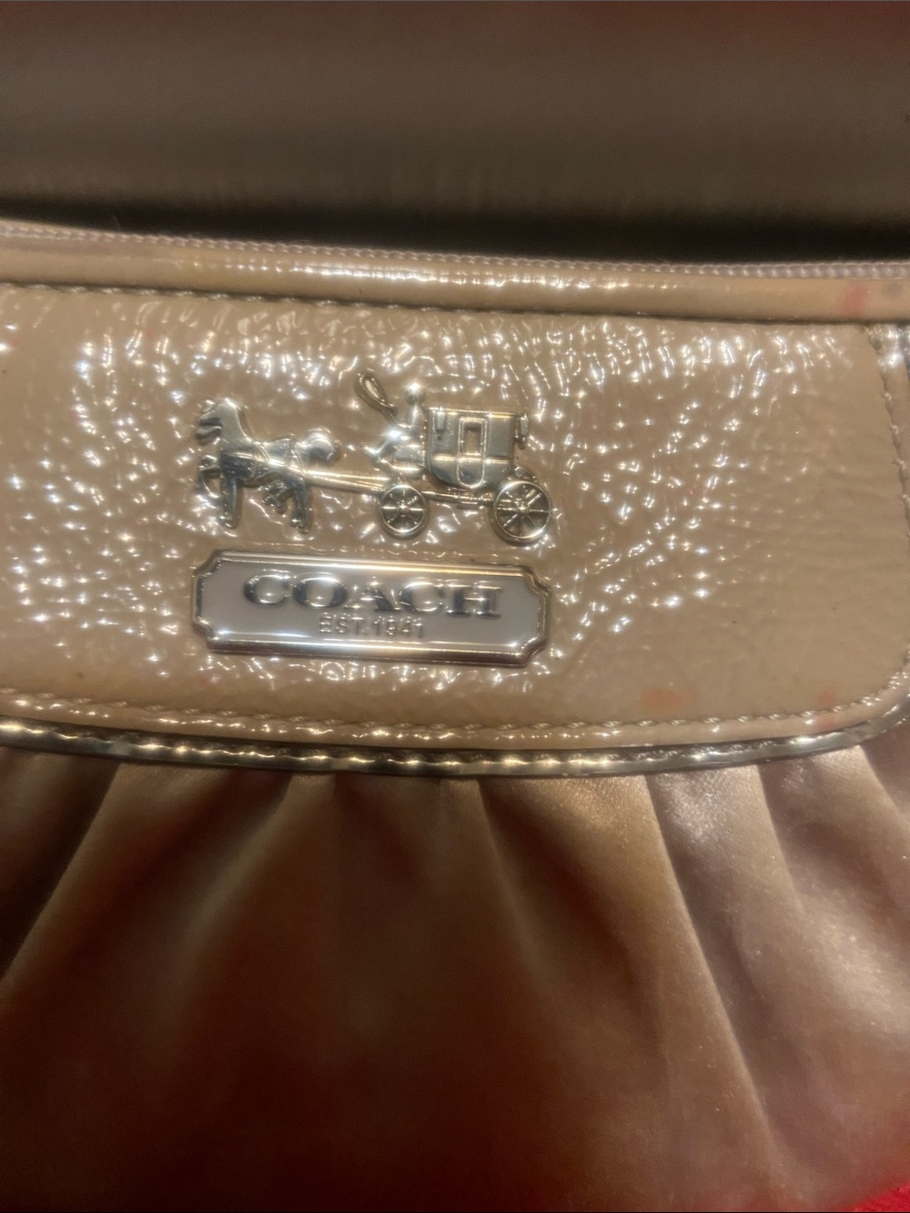 Coach Metallic Taupe Satin Wristlet with Gold Hardware - Picture 3 of 13